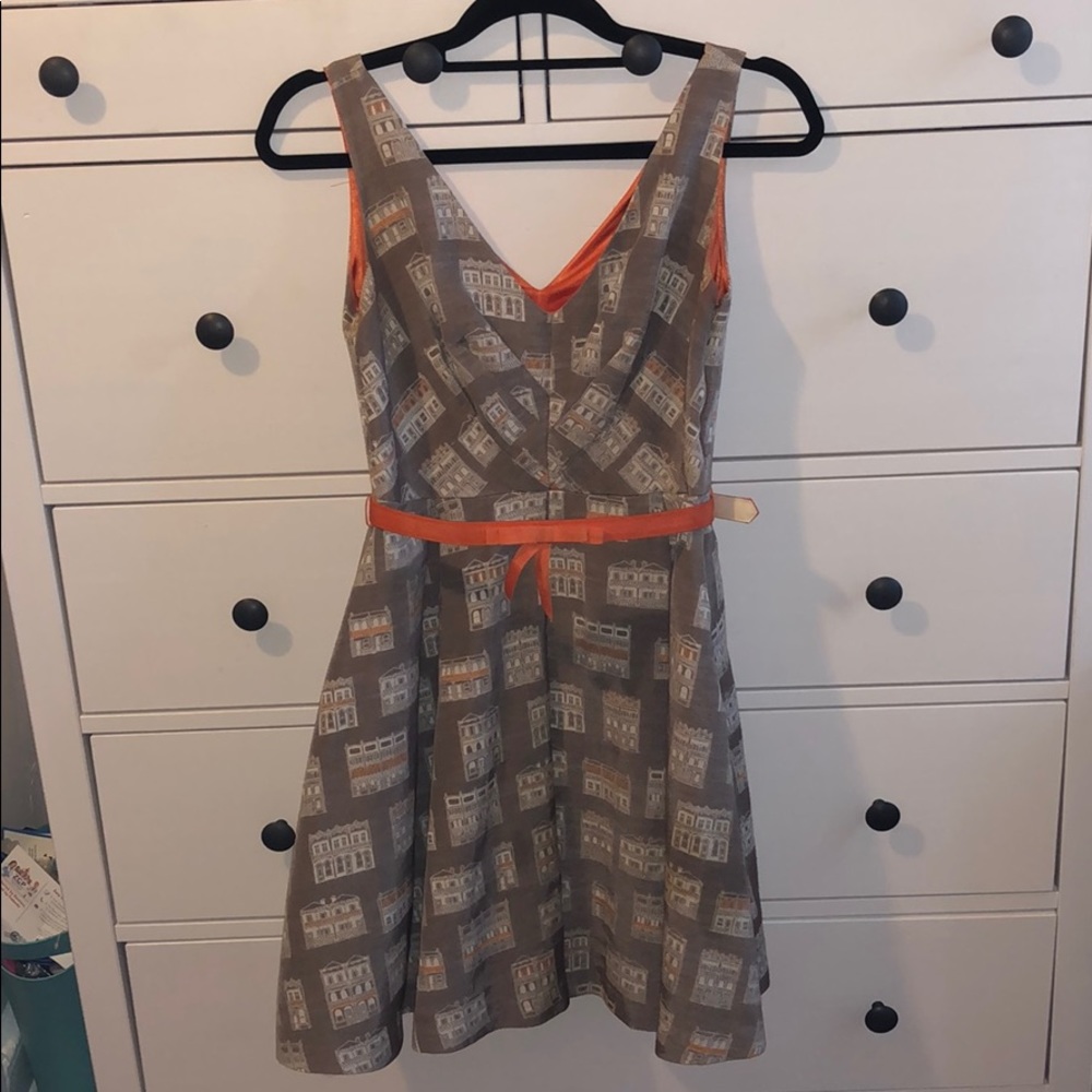 EVA FRANCO Victorian houses V cut dress